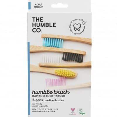 Сет од пет четки за заби од бамбус за возрасни - medium