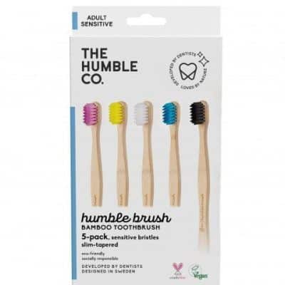 Сет од пет четки за заби од бамбус за возрасни - sensitive