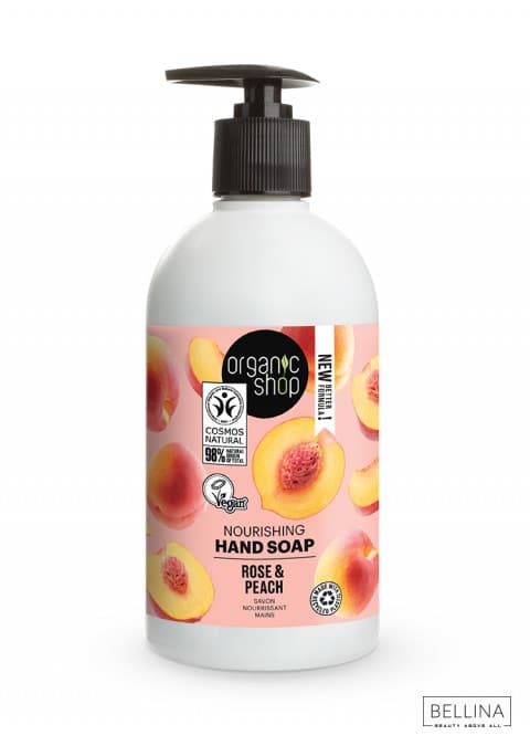 Хранлив сапун за раце од роза и праска - 500 мл.