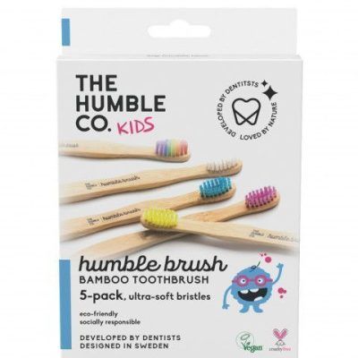 Сет од пет четки за заби од бамбус за деца - ultrasoft