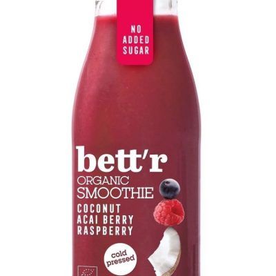 Органско смути од малина, акаи бобинки и кокос - 250 мл.