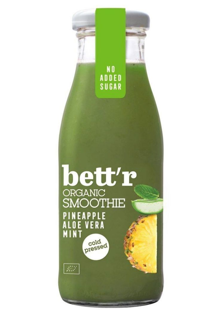 Органско смути од ананас, алое вера и нане - 250 мл.