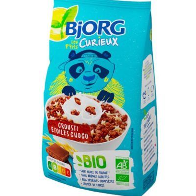 Органски крцкави ѕвездички со чоколадни житарки за деца - 375 гр.