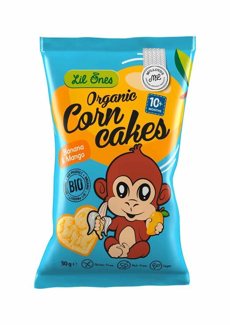 Органски безглутенски флипс за бебиња и деца од пченка со банана и манго - 30 гр.