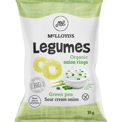 Органски безглутенски флипс од грашок и компир со кисела павлака и кромид - 35 гр.