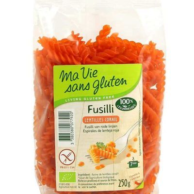 Органски бзглутенски фусили од црвена леќа - 250 гр.