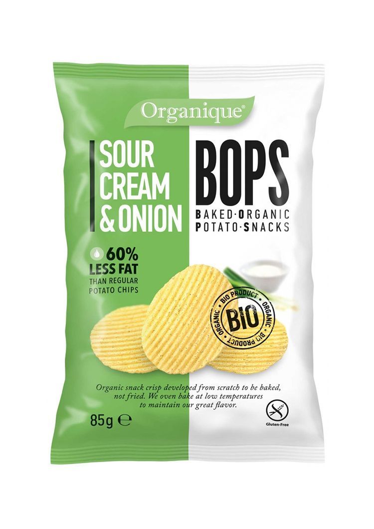 Органски безглутенски чипс од компир со павлака и кромид - 85 гр.