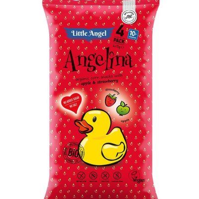 Органски безглутенски флипс за бебиња и деца, од пченка со јаболко и јагода - 4 х 15 гр.