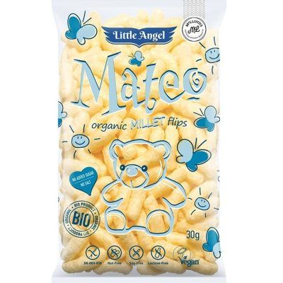 Органски безглутенски флипс за бебиња и деца, од пченка со просо - 30 гр.