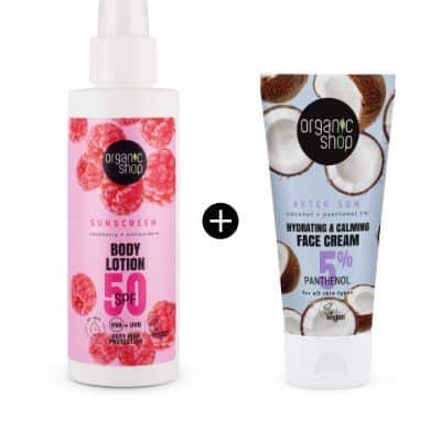 1+1 Водоотпорен лосион за тело со SPF 50 - 150 мл. + Смирувачка крема за лице